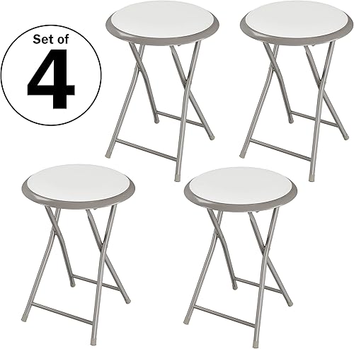 Miniatura 3 de Lavish Home Taburete de bar plegable de 18 pulgadas, taburete portátil acolchado resistente con capacidad de 300 libras para dormitorio, sala de