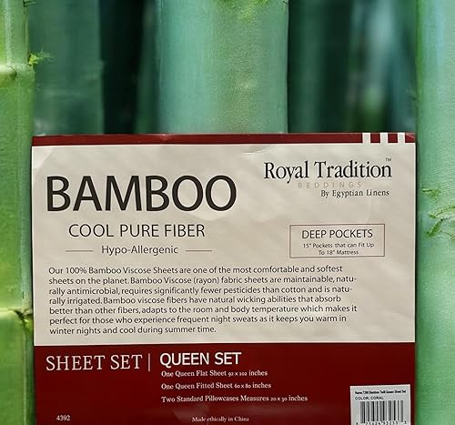 Miniatura 10 de Royal Tradition Juego de sábanas 100% de bambú, supersuaves y frescas. Sábanas de viscosa de bambú., Bambú, Verdesalvia, King