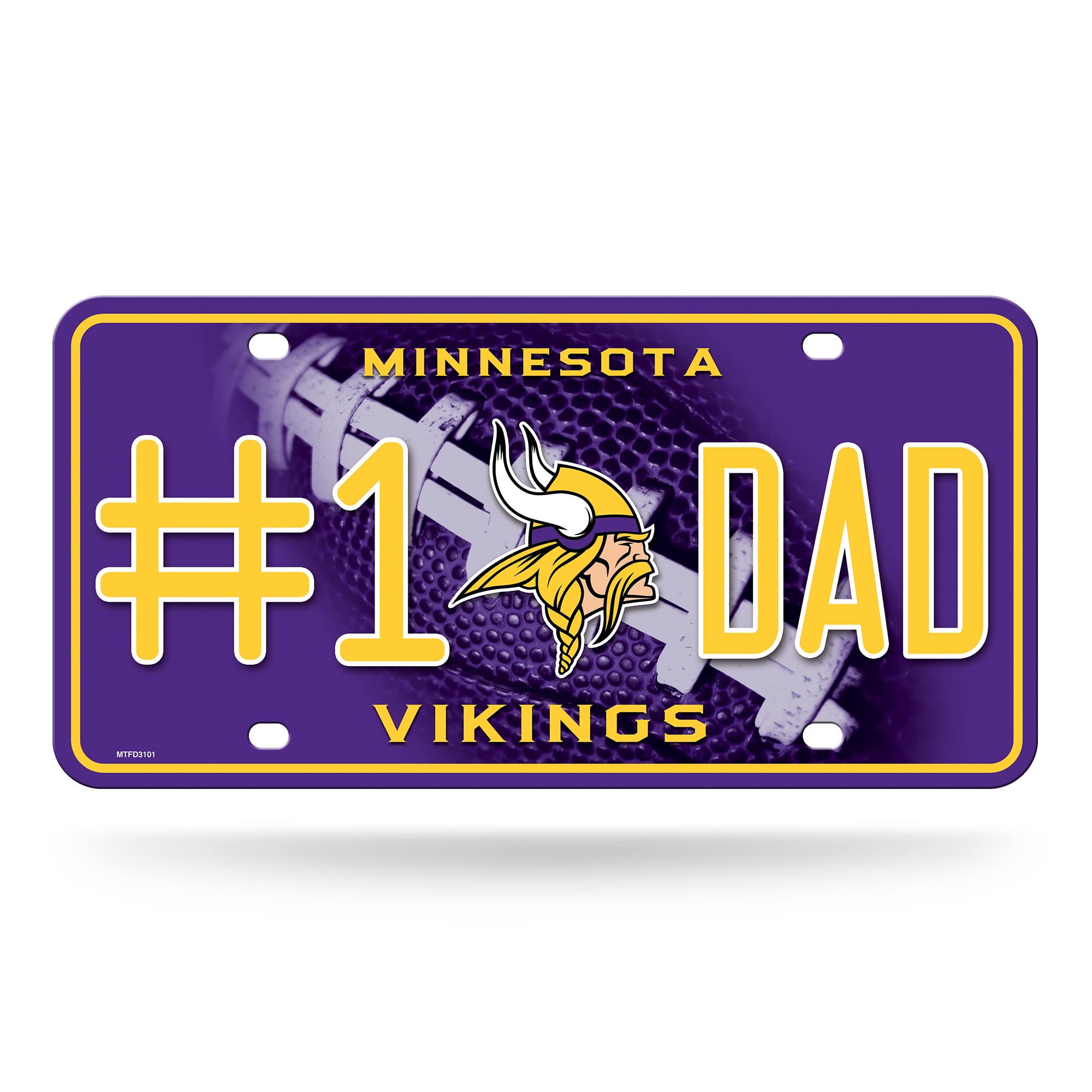 Rico Industries NFL Minnesota Vikings #1 DAD Metal Tag (#1 Fan) #1 Fan Metal Auto Tag 8.5" x 11" - Great for Truck/Car/SUV