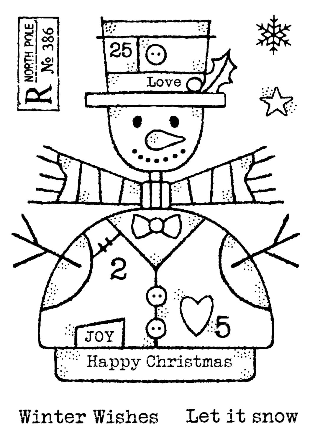 Woodware Clear Singles Wooden Snowman 4 in x 6 in Stamp Set, Photopolymer, 4 x 6 in