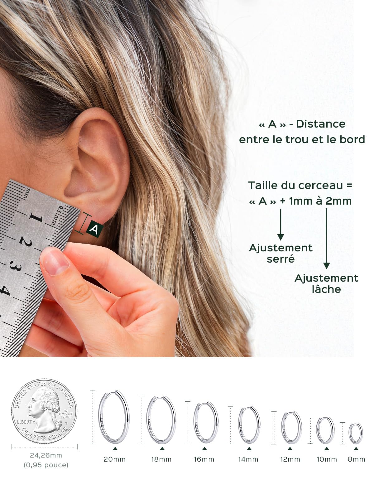 ChicSilver Petite Créoles Argent 925 Massif Femme Homme 8/9/10/12/14/16/20MM Boucles d’Oreilles Mini Hoop Pour Or/Argent/Noir/Or Rose
