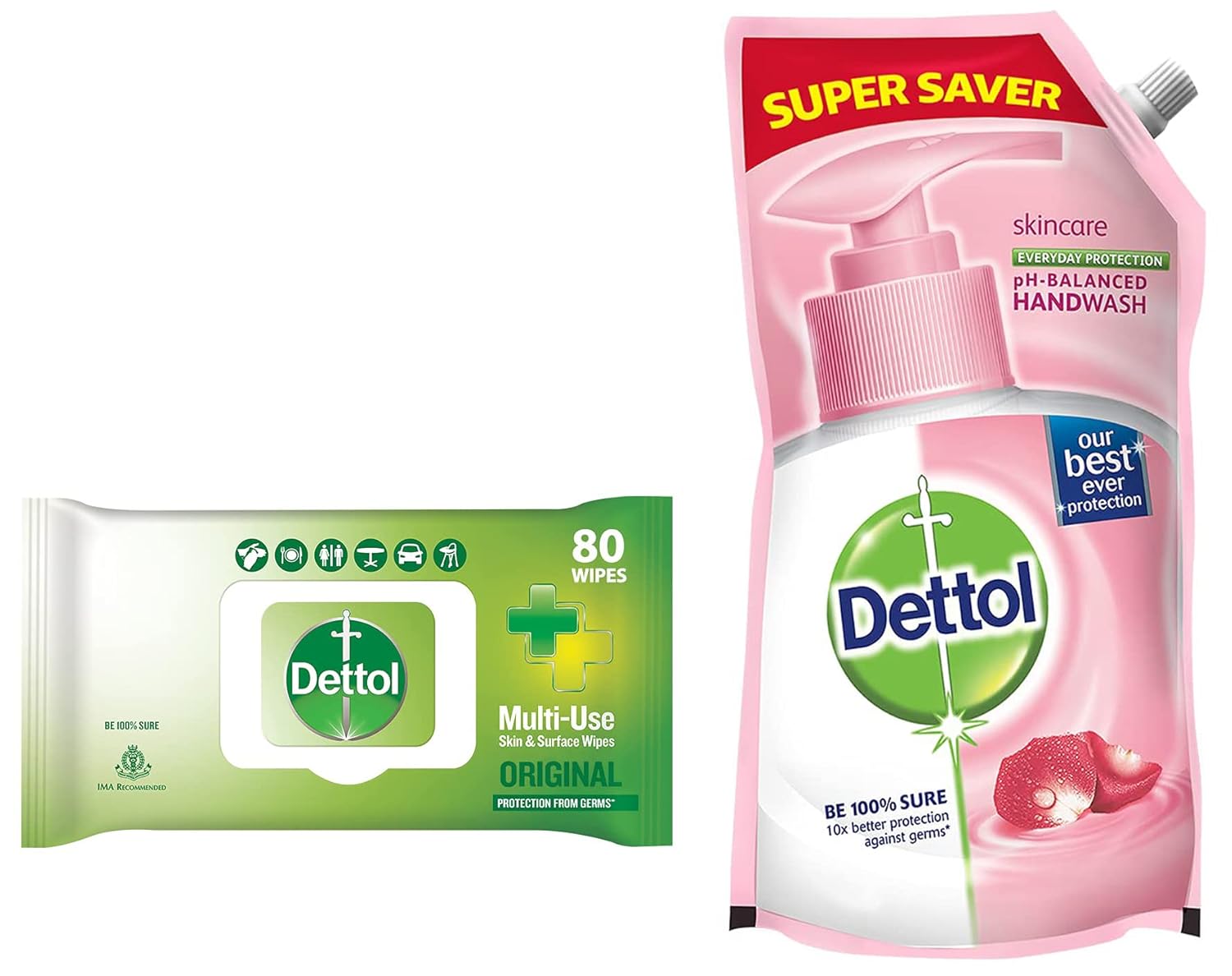 Dettol Disinfectant Sanitizer Wet Wipes for Skin & Surfaces, Original – 80 Count & Liquid Handwash Refill – Skincare Moisturizing Hand Wash, 750 ml Dettol Disinfectant Sanitizer Wet Wipes for Skin & Surfaces, Original – 80 Count & Liquid Handwash Refill – Skincare Moisturizing Hand Wash, 750 ml