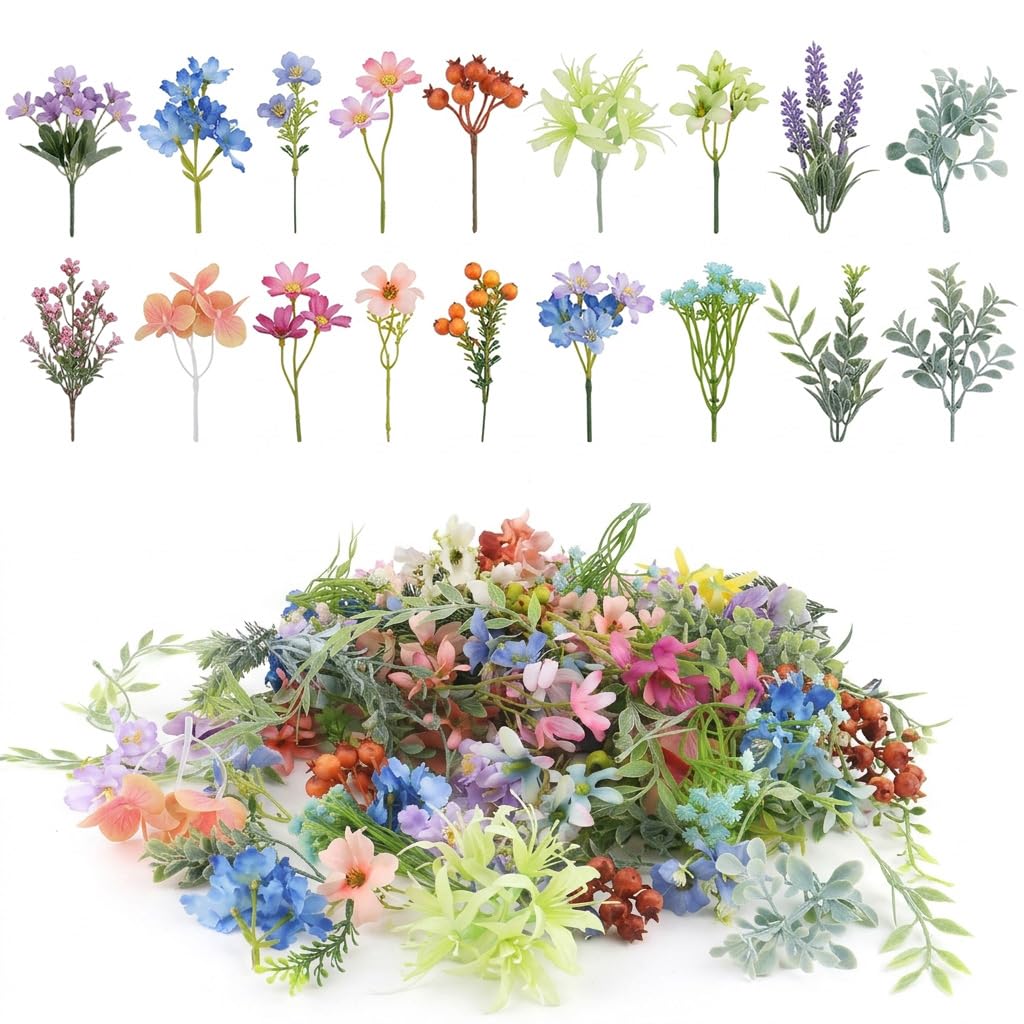 HASTHIP® 20pcs Mini Fake Greenery Leaves for Crafts Artificial Flowers Leaves Bulk for DIY Bouquets Craft Garland-image-47
