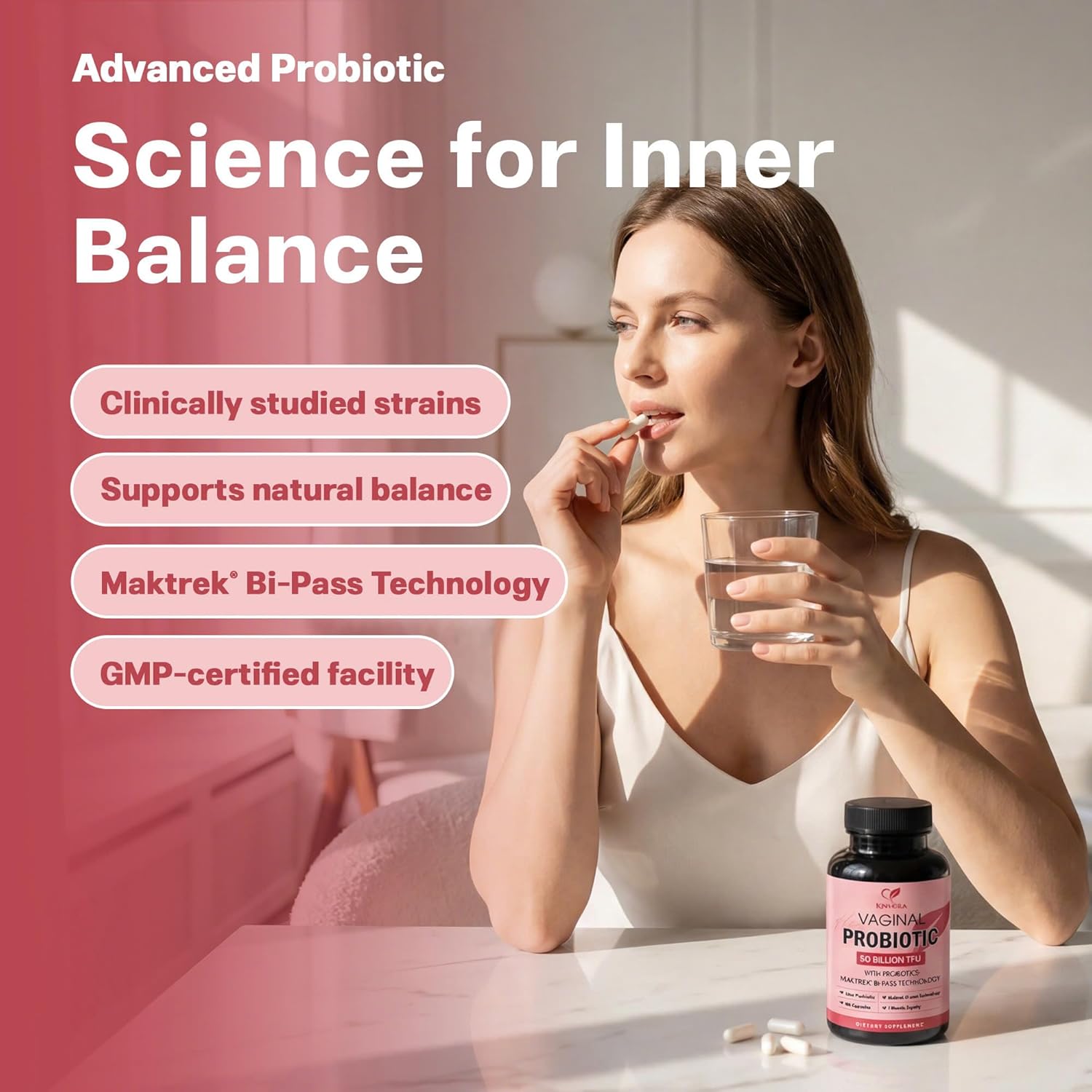 Probiotics for Women with Prebiotics – 50 Billion CFU – Digestive, Immune & Vaginal Health – 60 Capsules