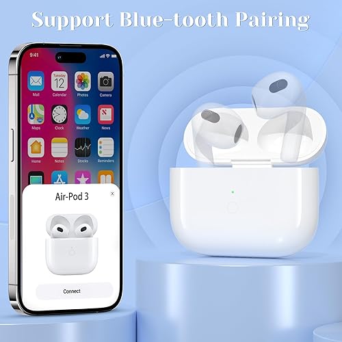 Miniatura 5 de JKV Funda de carga inalámbrica para AirPods de 3 generación, solo compatible con Air Pod 3 Generation, cargador con botón de sincronización de