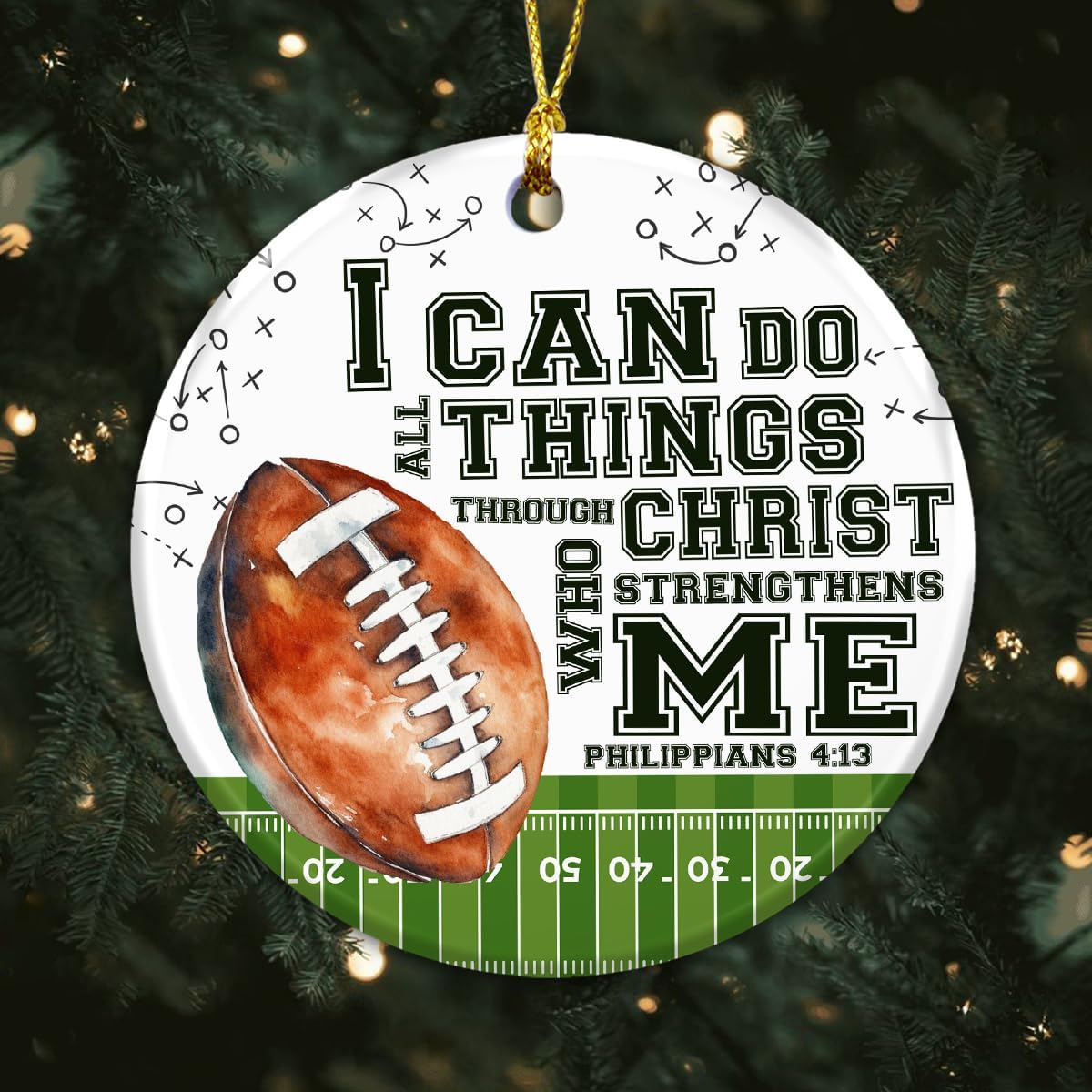 Football Christian Ornament 2025 | Bible Verse Philippians 4:13 Sports Design | Religious for Men, Boys & Teen Athletes | Faith-Based Holiday Decor for Family & Church - Image 9