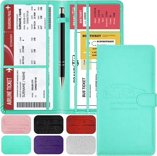 Soporte para tarjetas de registro e seguro de automóvil con cierre magnético, organizador tipo cartera de cuero para documentos de vehículo para