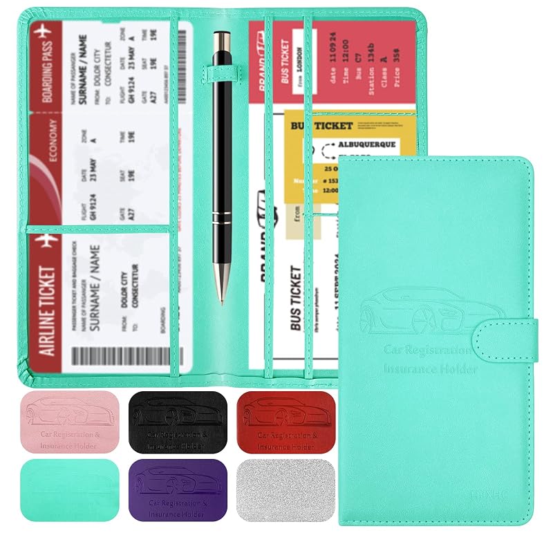 Organizador de Documentos Automotivos HIIXHC em Couro PU Verde-Grama com Fechamento Magnético Ka Bag L-C