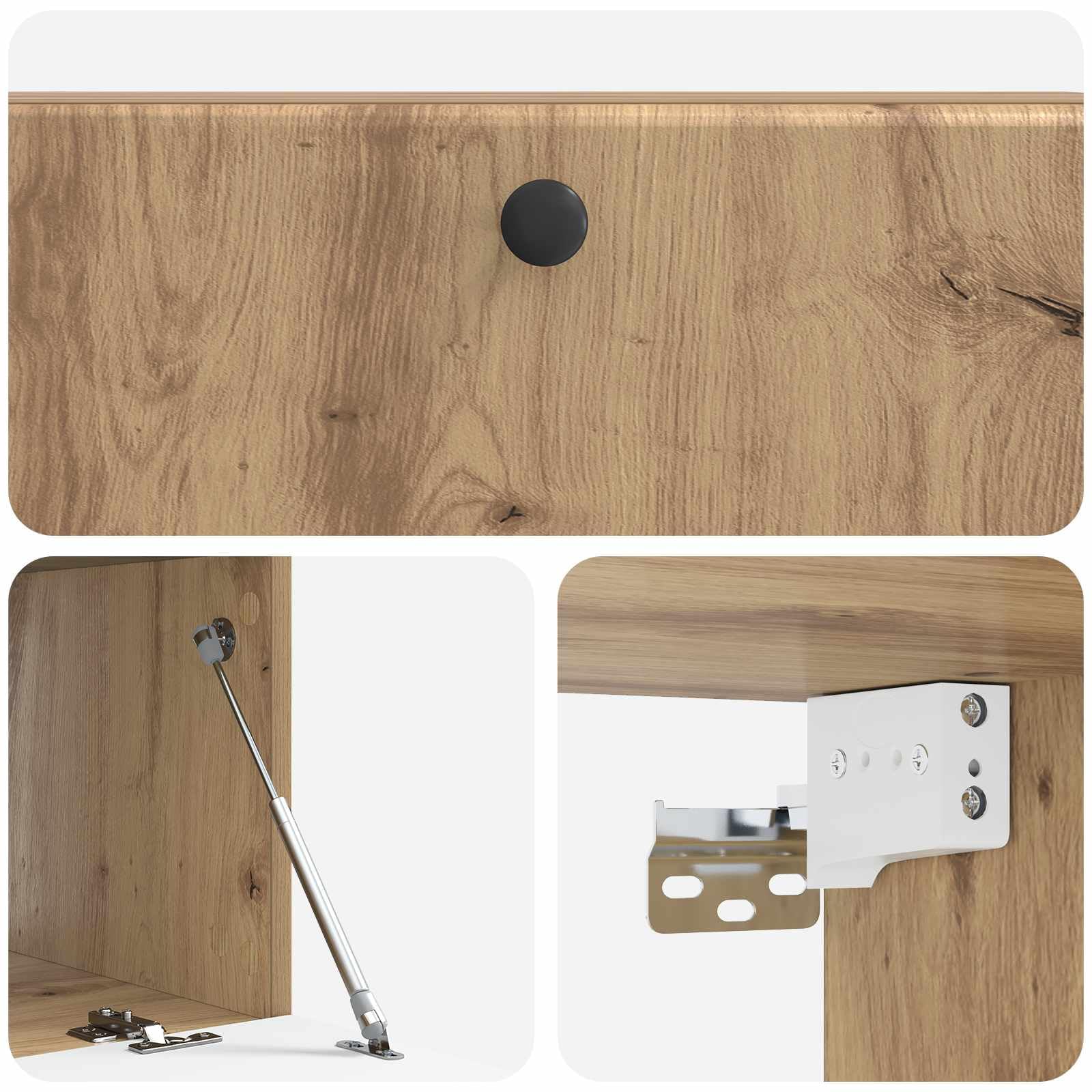 Mueble de TV colgante, mueble bajo montado en la pared en roble Artisan, flotante para salón, moderno tablero colgante de madera con espacio de almacenamiento, 98 x 41 x 30 cm