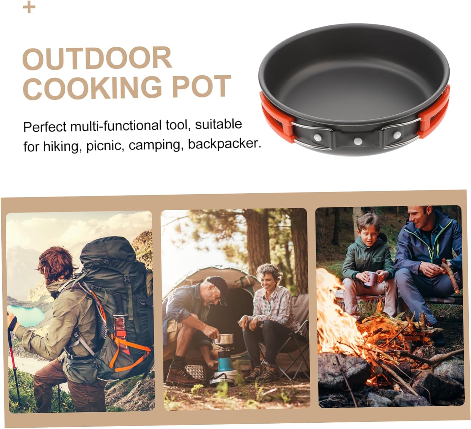 Hemoton Camping Cooking Set Portable Frying Pan Camping Pots and Pans Aluminum Cooking Utensils for Outdoor Activities