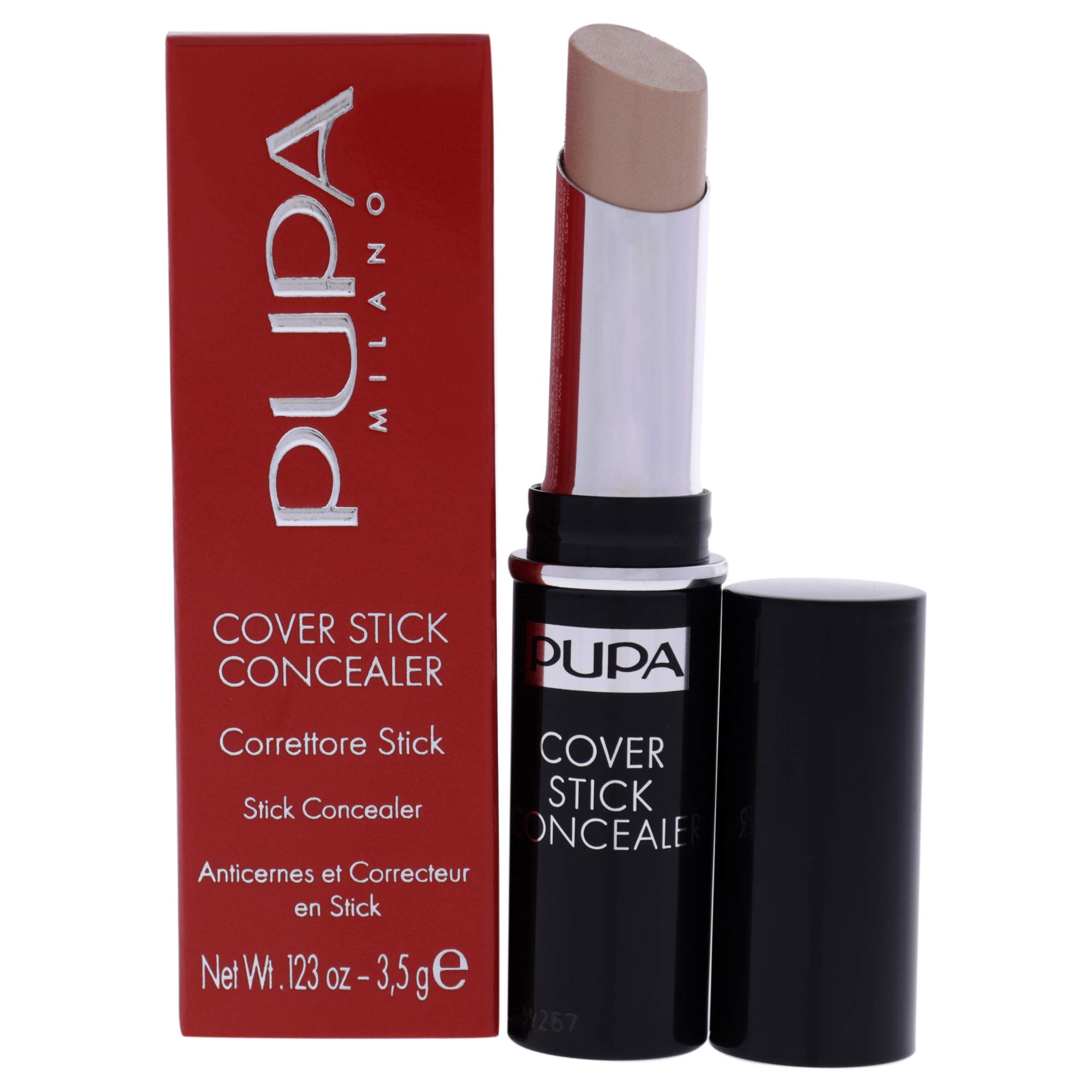 PupaMilano Cover Stick Concealer - Ideal for Normal to Combination-Oily Skin - Offers Medium to High Coverage - For Pure Color and Total Smoothness to the Skin - 002 Beige - 0.123 Oz