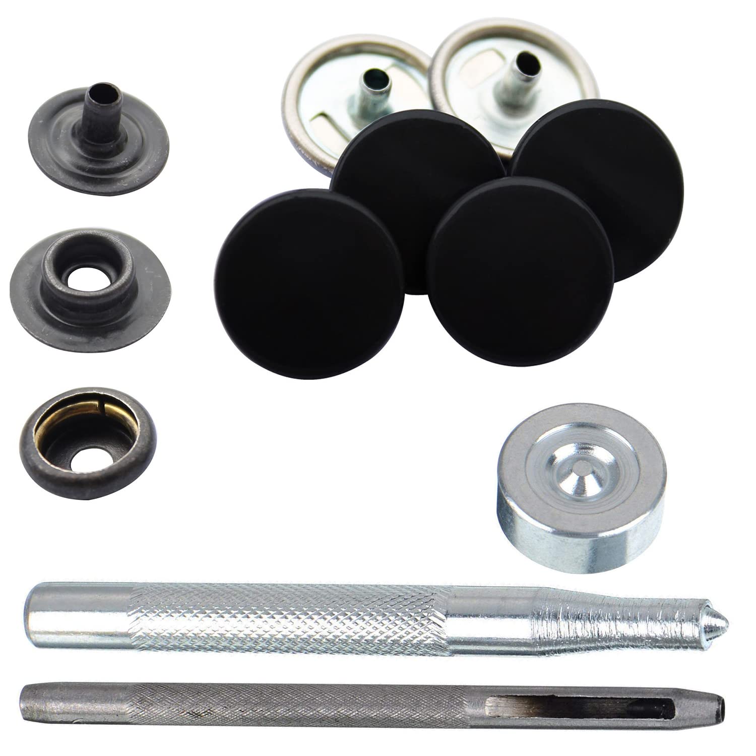 15mm Bottoni Automatici a Pressione, Pinze per Bottoni a Pressione Set, Funzione di Punzonatura