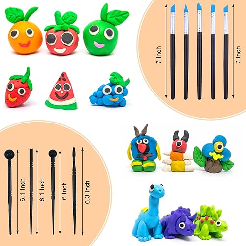 Miniatura 3 de KIDOFLY Kit profesional de herramientas de escultura de arcilla de 43 piezas, herramientas de cerámica de acero inoxidable con bolsa de