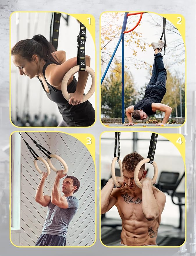 Anillas de gimnasia GHB de madera con correas ajustables miniatura 7