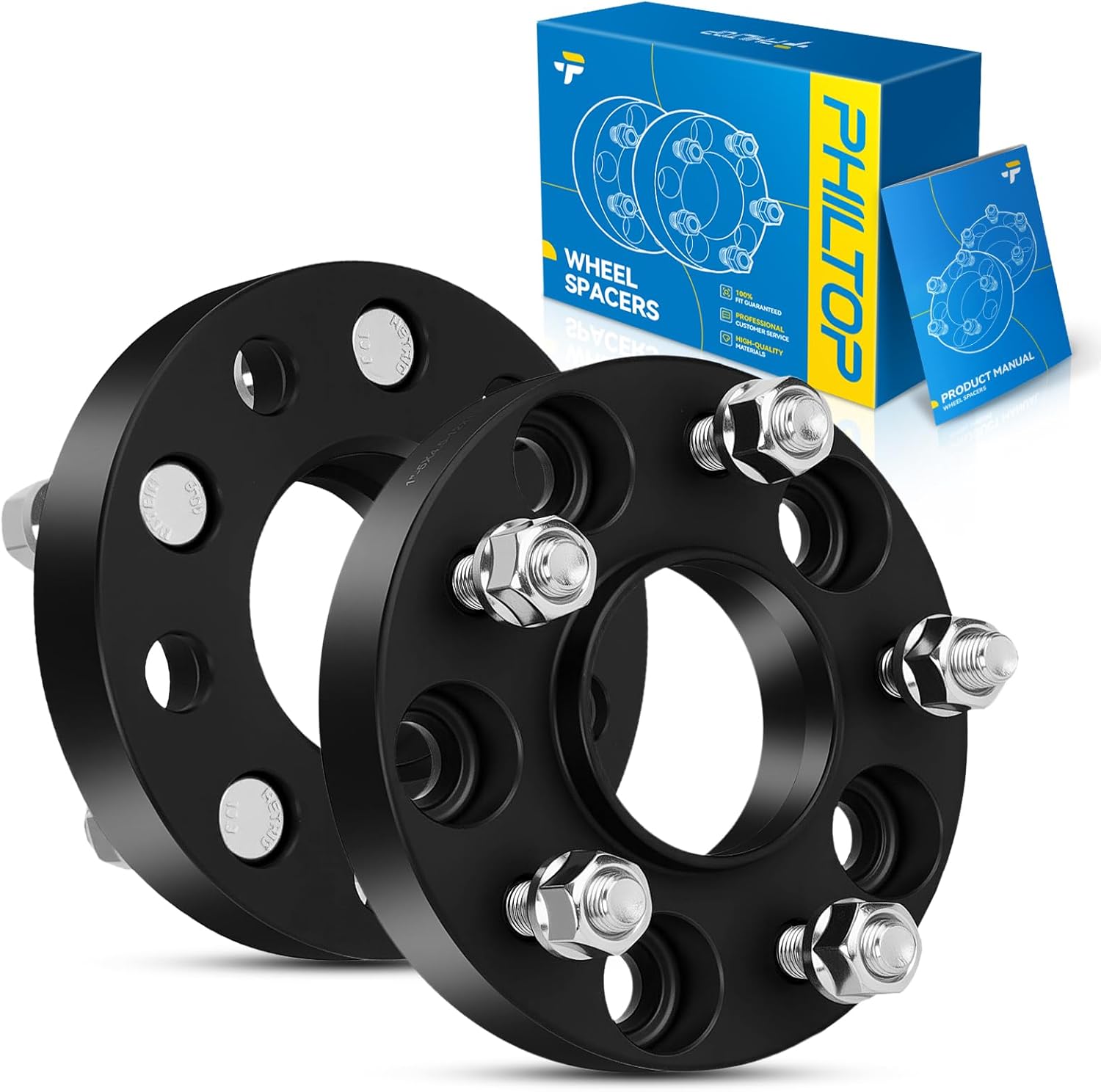 PHILTOP 5x4.5 Wheel Spacers 1 inch for Lotus, 2 Pcs 5 Lug Hub Centric Wheel Spacers with 67.1mm Hub Bore M12x1.5 Studs fit for 2006-2011 Elise, 2006-2011 Exige