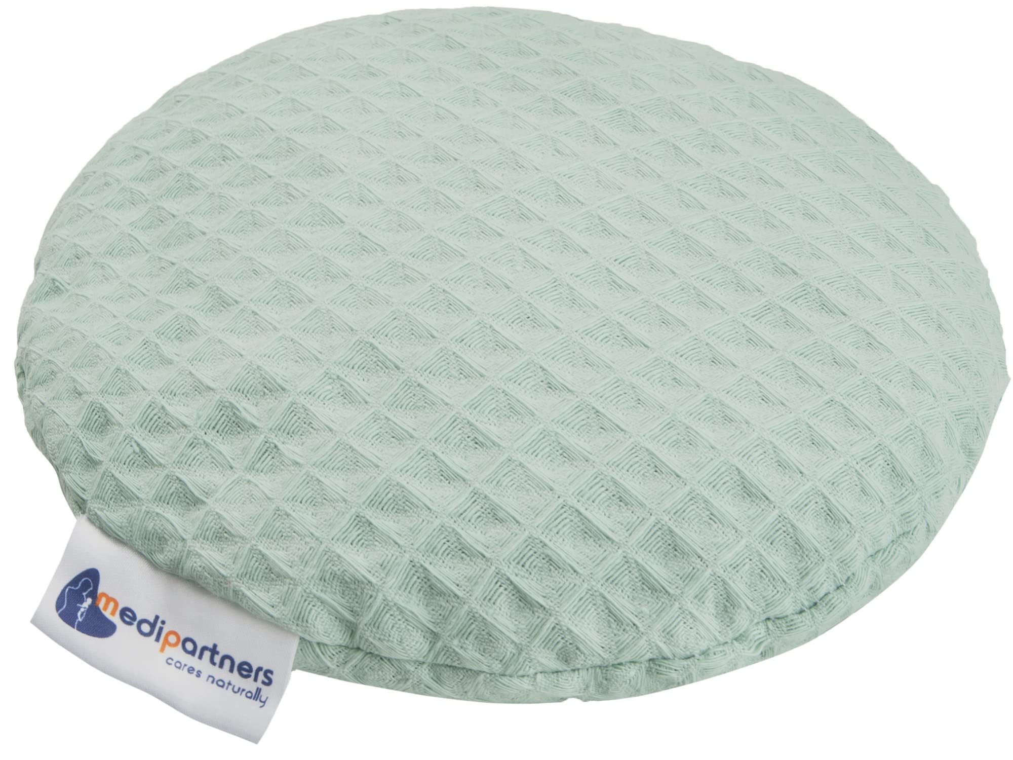 Medi Partners Cherry Stone Cushion Heat Pillow for Babies 180g Round 15cm Eco Natural 100% Cotton Heat and Cold Therapy Massage Therapy (Mint)