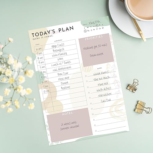 Miniatura 5 de Today's Plan - Planificador diario 8 x 11.5 pulgadas con notas adhesivas para rellenar el rastreador de tareasdiseño bohemio únicolistas