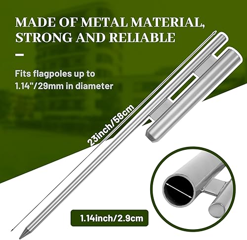 Miniatura 2 de Shimeyao 3 piezas de 23 pulgadas con espiga de bandera de plumas de alta resistencia para poste de tierra con estacas de metal para base de césped