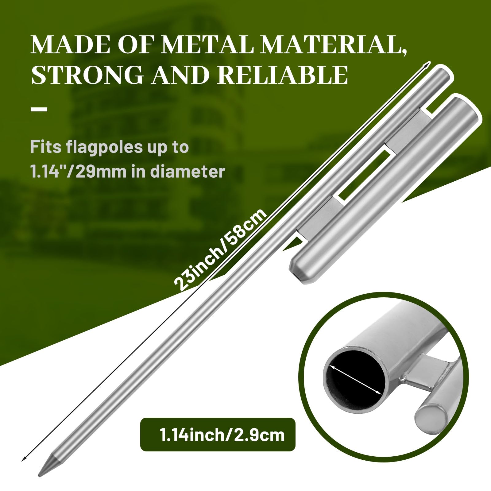 Shimeyao 3 Pcs 23 Inch Flag Spike Heavy Duty Feather Flag Ground Spike Pole Ground Stake for Swooper Metal Stakes for Garden Lawn Base