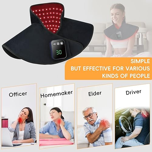 Miniatura 8 de Terapia de luz roja infrarroja para alivio del dolor de cuello y hombro, almohadilla térmica inalámbrica para cuerpo con temporizador, terapia
