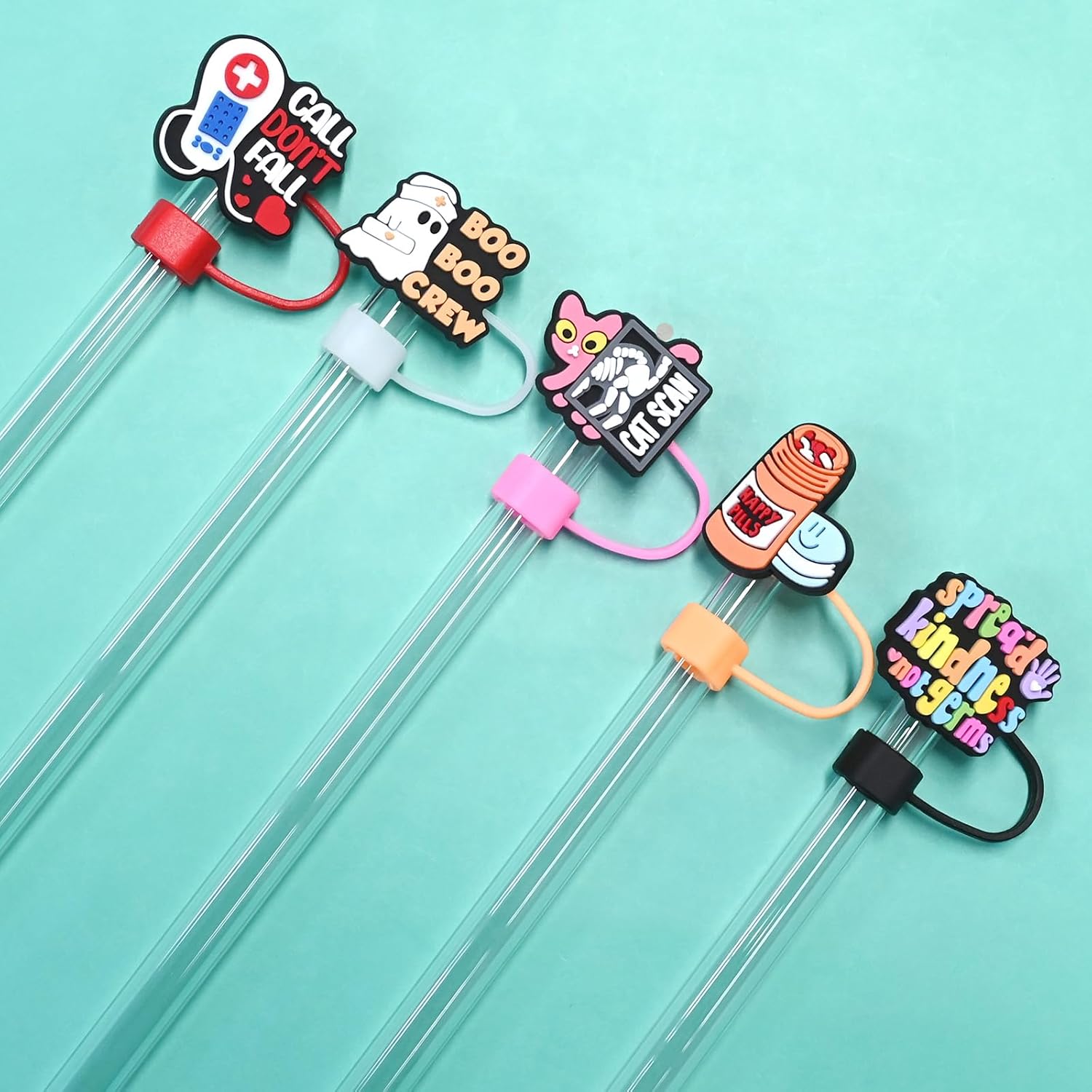 25 Pack Medical Straw Covers Cap for Tumblers, 10mm Cute Dust-Proof Straw Topper for Water Bottles Stanley Cups Accessories Gifts For Women Party Favors - Image 3