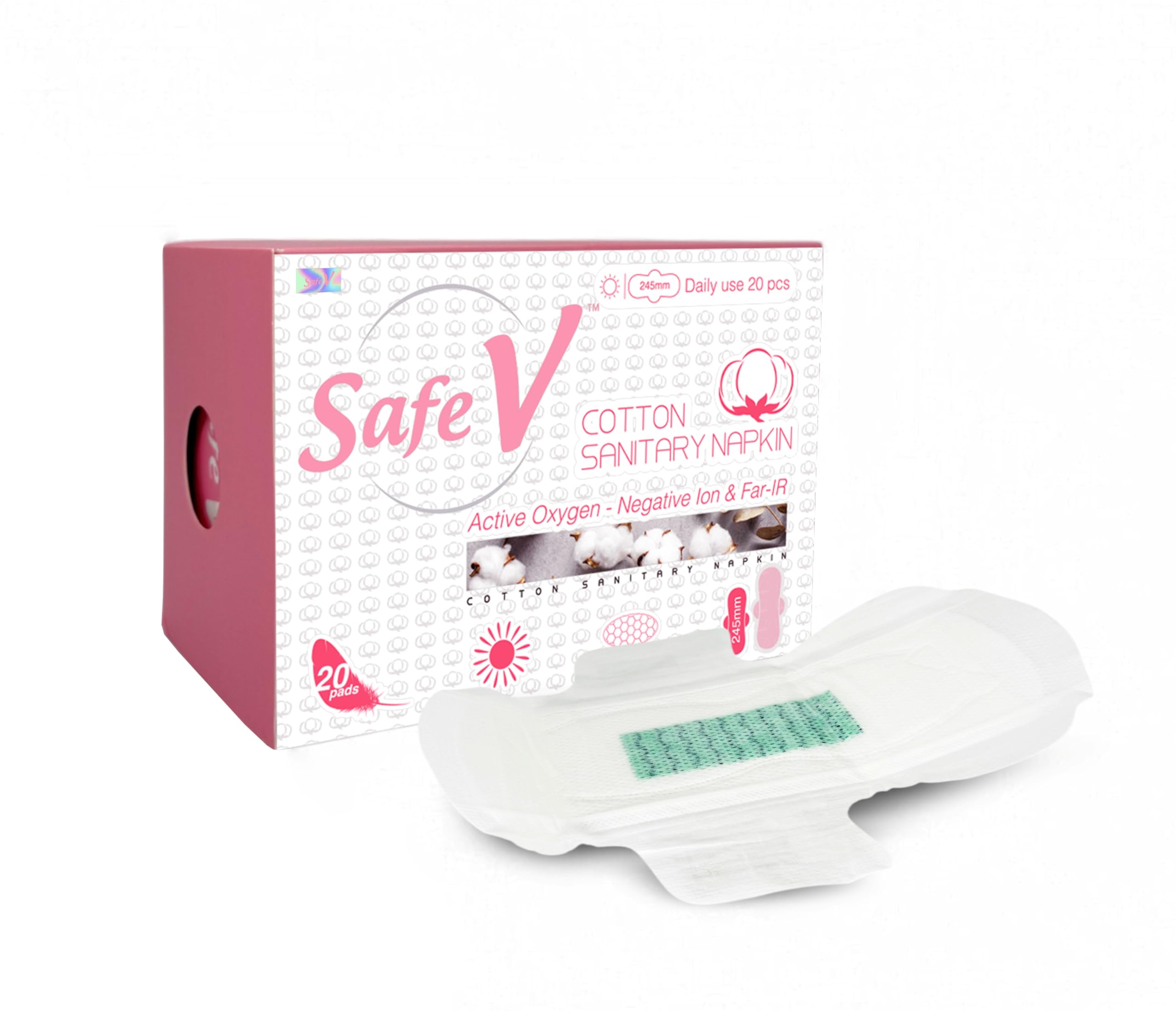 Servilletas sanitarias, algodón natural de uso diario con oxígeno activo, iones negativos e IR lejano, ultra finas, de alta absorción, cómodas almohadillas menstruales, a prueba de fugas, sin