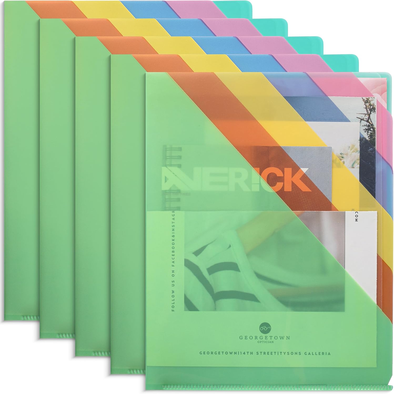 Mr. Pen- 5 Pocket Folders, 11.5" x 8.9", 5 Pack, Colorful, Letter Size