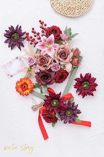 Miniatura 5 de Flores artificiales de seda a granel con tallos, flores de boda, arreglos de ramo de bricolaje, centros de mesa, decoración interior y exterior,