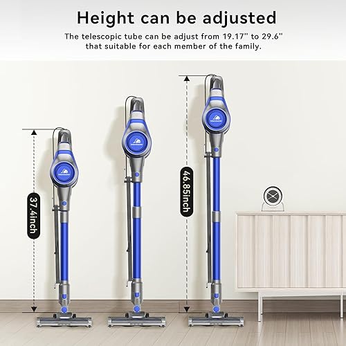 Miniatura 7 de Intercleaner Aspiradora con cable de 23 pies, con faros LED y gran ventosa, potente succión para suelos duros y alfombras, varilla ajustable