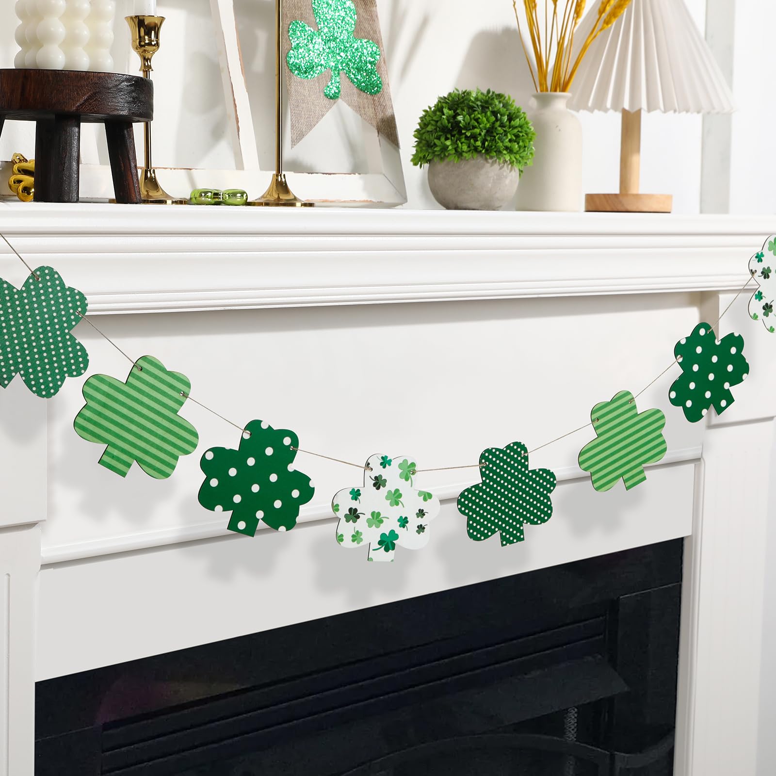 St Patricks Day Decorations- Wooden Shamrock Banner for St Patricks Day Decor