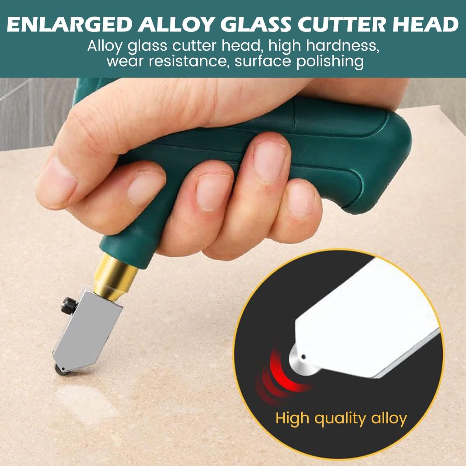 AASONS Easy To Use Glass Cutter Diamond Glass Cutter Set Professional Glass Cutter Set For Glass Tile Cutting Tile Cutter Manual Glass Tile Breaking Tool | Ceramic Tile Glass Cutting Combination Kit 2