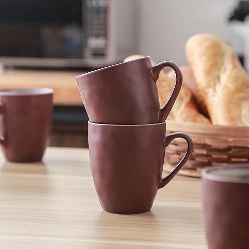 Miniatura 6 de Stone Lain Serafina - Vajilla redonda de cerámica de 16 piezas, color vino