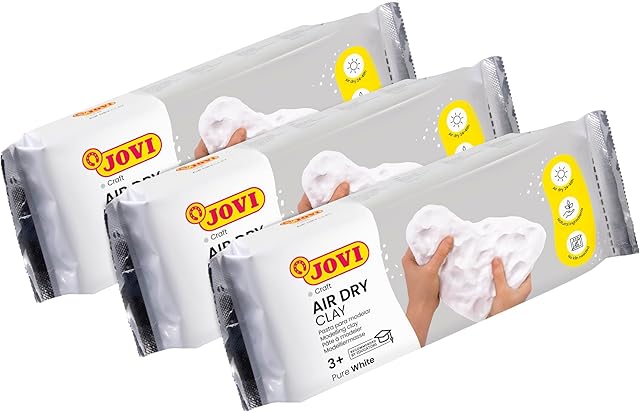 JOVJ5 3-częściowy zestaw Air Dry - Pasta do modelowania, suszenie na powietrzu bez piekarnika, kolor biały, 3 sztuki 500 gramów (P85/3)