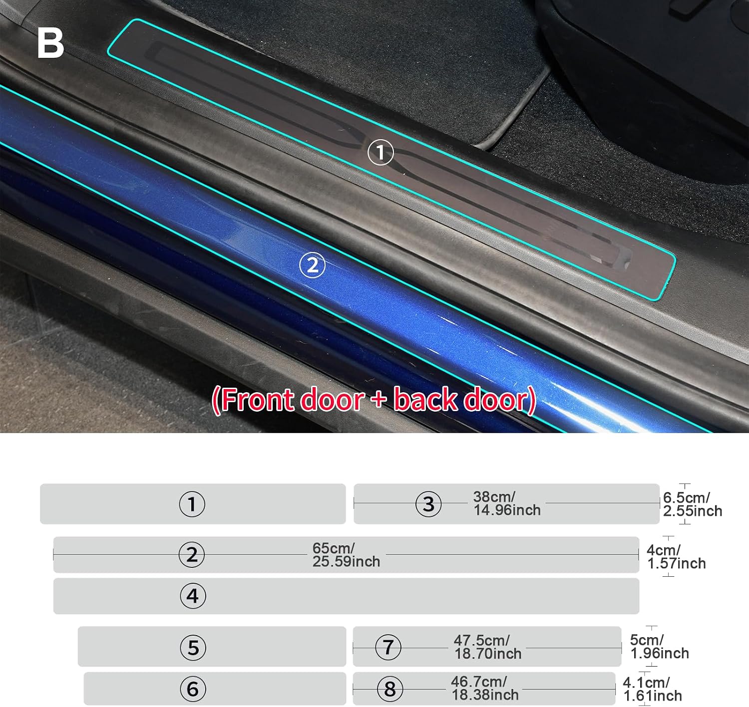 for Tesla Model X 2016-2024 PPF Precut Gloss Clear 8.5mil TPU Car Paint Protective Film Self Healing HD Film Scratch Protector Exterior Accessories (Door Sill Strips 8Pcs)