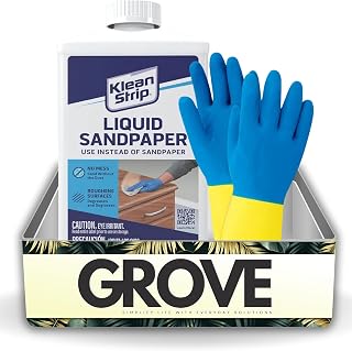 Liquid Sandpaper Deglosser 1 qt Bundle with Pair of Gloves - Easy Deglosser for Painting, Cabinets, Moldings, Doors, Varnish, Enamel, and Stain Prep - No Sanding Needed - (2 Items)