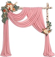 Vista 100 de Tela para envolver arco de boda, 4 paneles de 28 x 20 pies, cortinas de arco de boda rosa para ceremonia, cortinas de tela de gasa para cenador