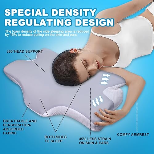 Miniatura 6 de Almohada cervical cervical para dormir, almohadas refrescantes de espuma viscoelástica para aliviar el dolor de cuello, almohada ortopédica de