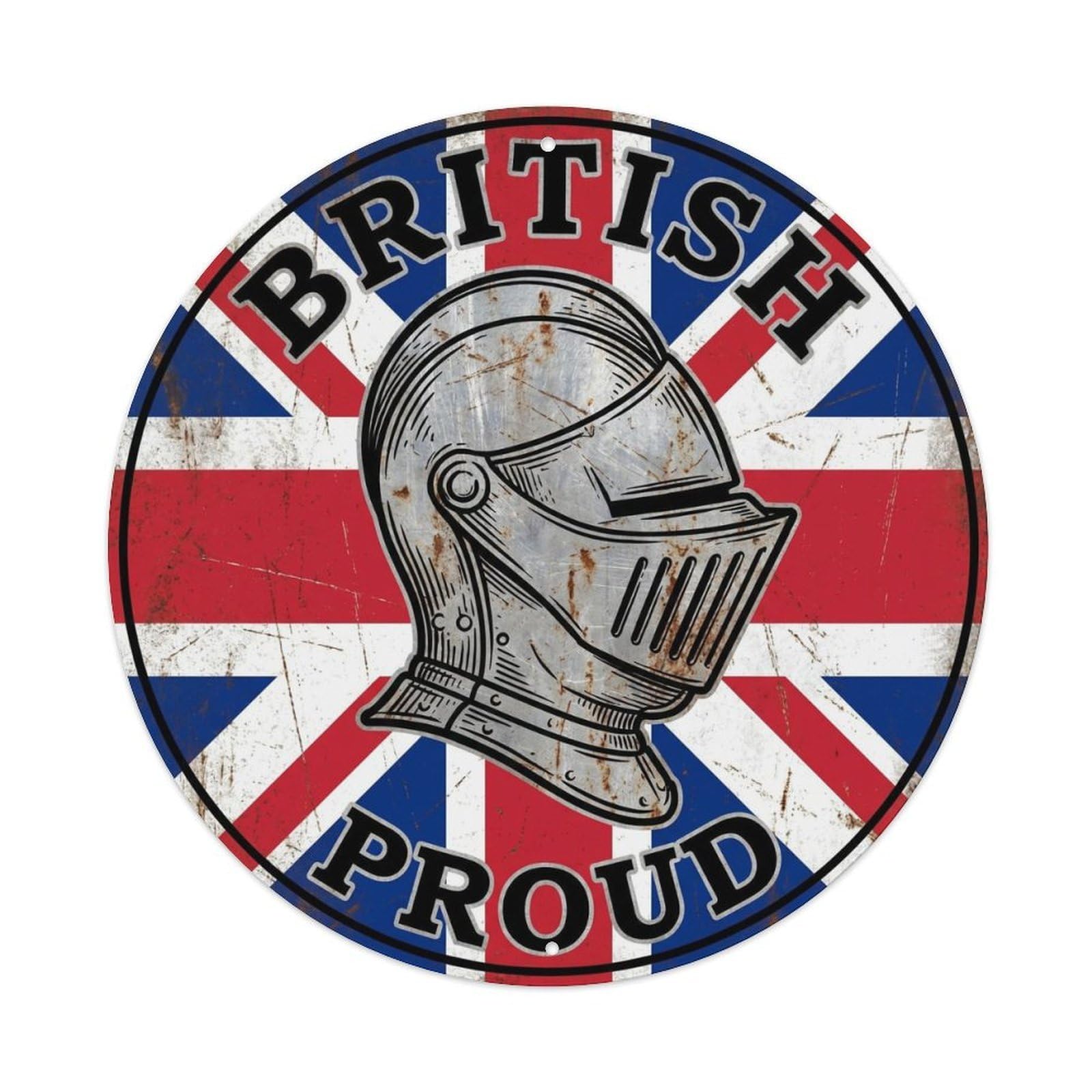 British Proud Knight Helmet Heraldry Heritage Emblem Metal Tin Sign