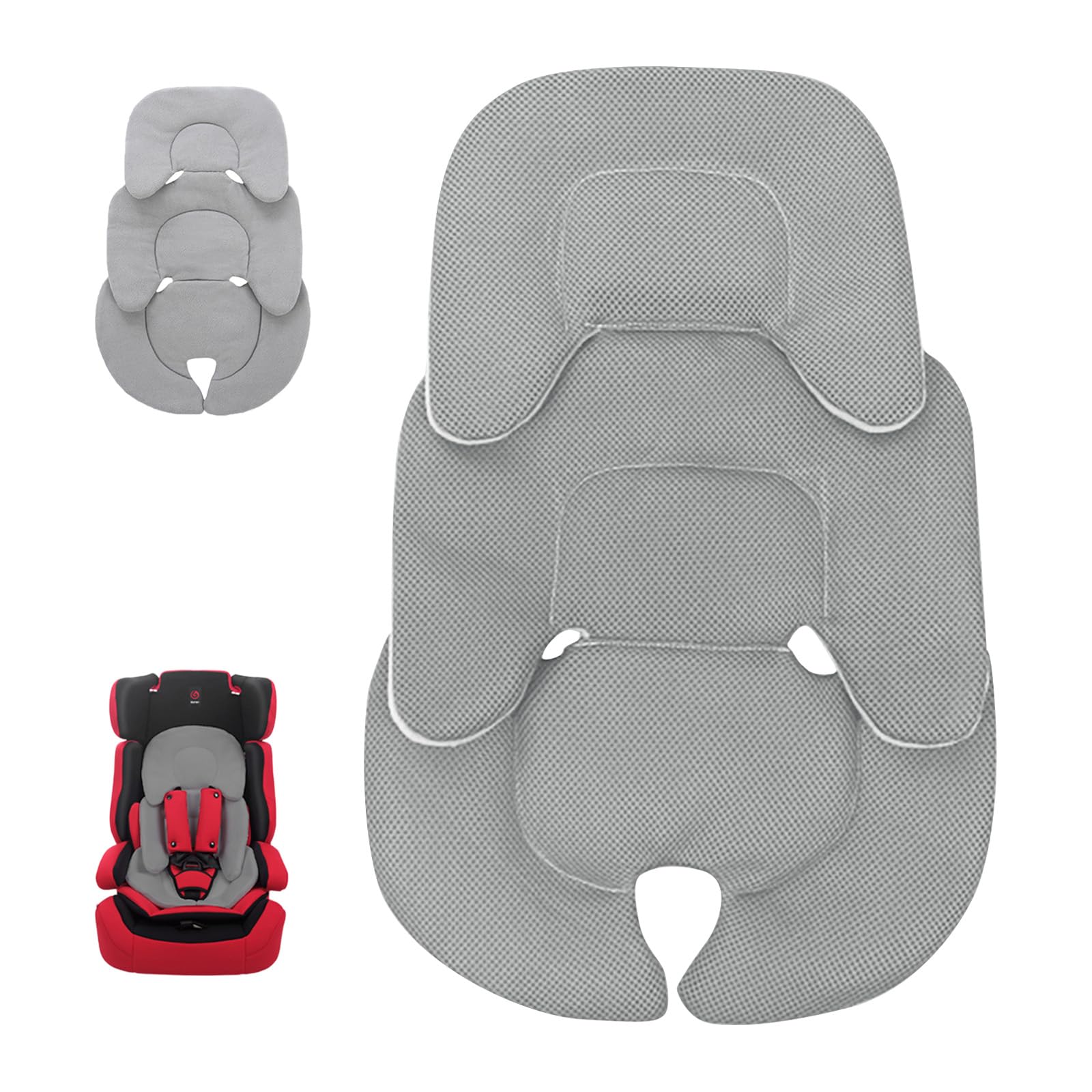 Riduttore universale per ovetto, nserto Neonato Rete 3D Peluche, Riduttore Ovetto, Anti-Sudorazione Poggiatesta Corpo, Ovetti Passeggini Seggioloni Viaggio (Grigio)