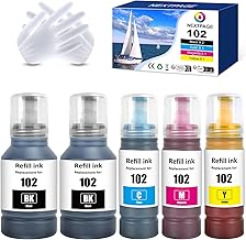 Nextpage 102 Ink Multipack 102 Ink Bottle Compatible with Epson EcoTank ET-2700 ET-2750 ET-2751 ET-2756 ET-2850 ET-2851 ET-3850 ET-4750 ET-4850 ET-4856 ET-1500 00 Black Cyan Cyan Yellow Magenta (5