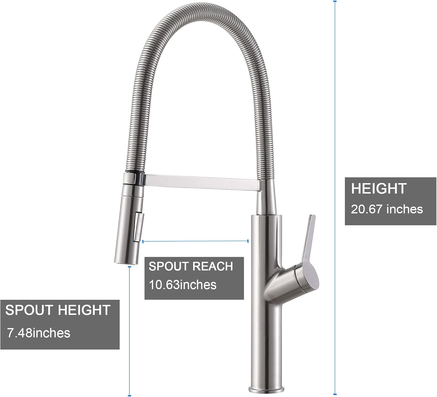 60% оƒƒ Dіѕсоunt Modern Commercial Spring Single Handle Pull Out Sprayer Brushed Nickel Kitchen Faucet,Stainless Steel Kitchen Sink Faucet