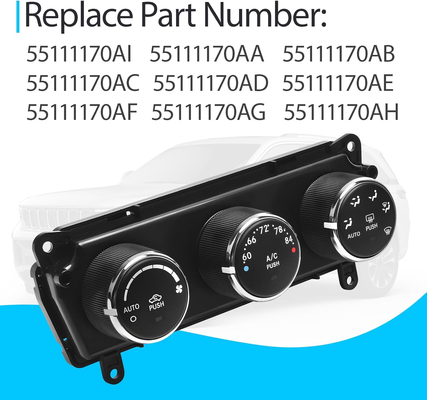 HVAC Heater Climate Control Module 55111170AI Compatible with Jeep Wrangler 2011-2013 Replace 55111170AA, 55111170AB, 55111170AC, 55111170AD