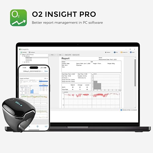 Miniatura 7 de Wellue O2Ring-S Monitor de oxígeno con recordatorio de vibración, oxímetro de pulso Bluetooth rastrea SPO2 y frecuencia de pulso, 24 horas de