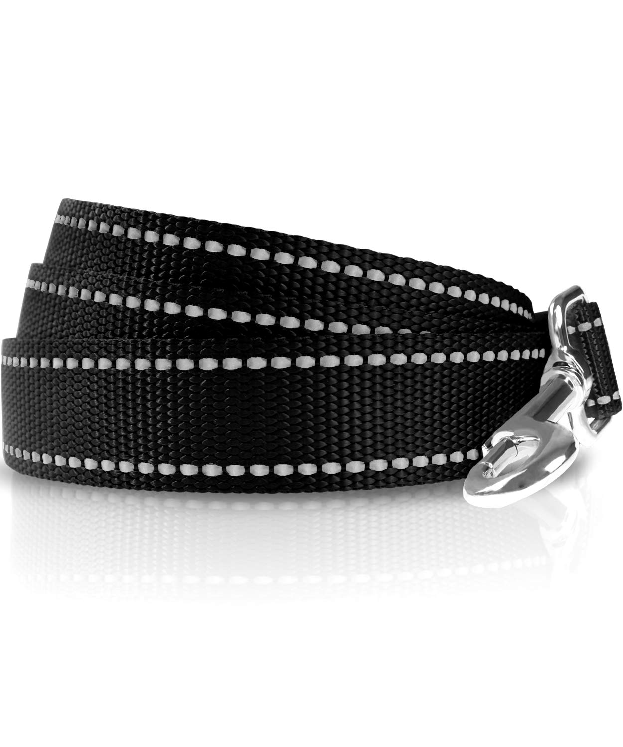 Taglory Guinzaglio per Cani Riflettente con Manico Imbottito e Gancio in Metallo, Nylon Resistente Addestramento Cane Guinzaglio, 1.8 m x 2.5 cm, Nero