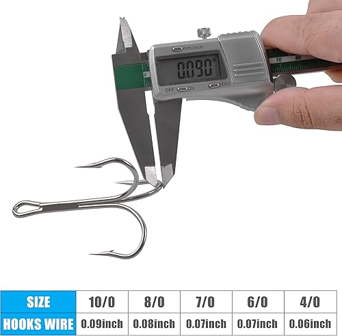 Miniatura 4 de Anzuelos clásicos agudos  20 ganchos de pesca de triple púas grandes fuertes y afilados para agua salada, tamaño 40 60 70 80 100