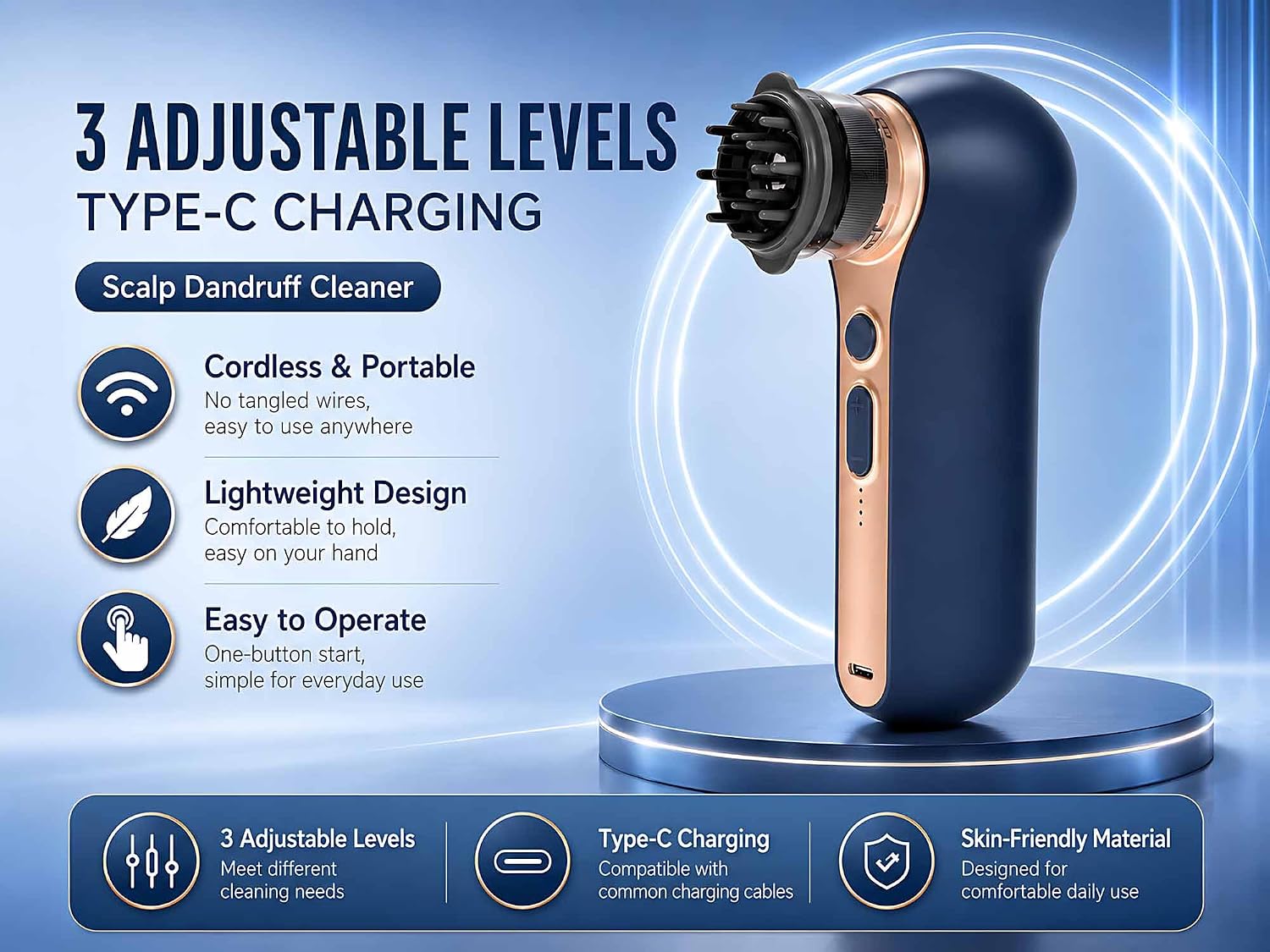 Scalp Cleaner with Suction, Rechargeable Dandruff Vacuum for Hair
