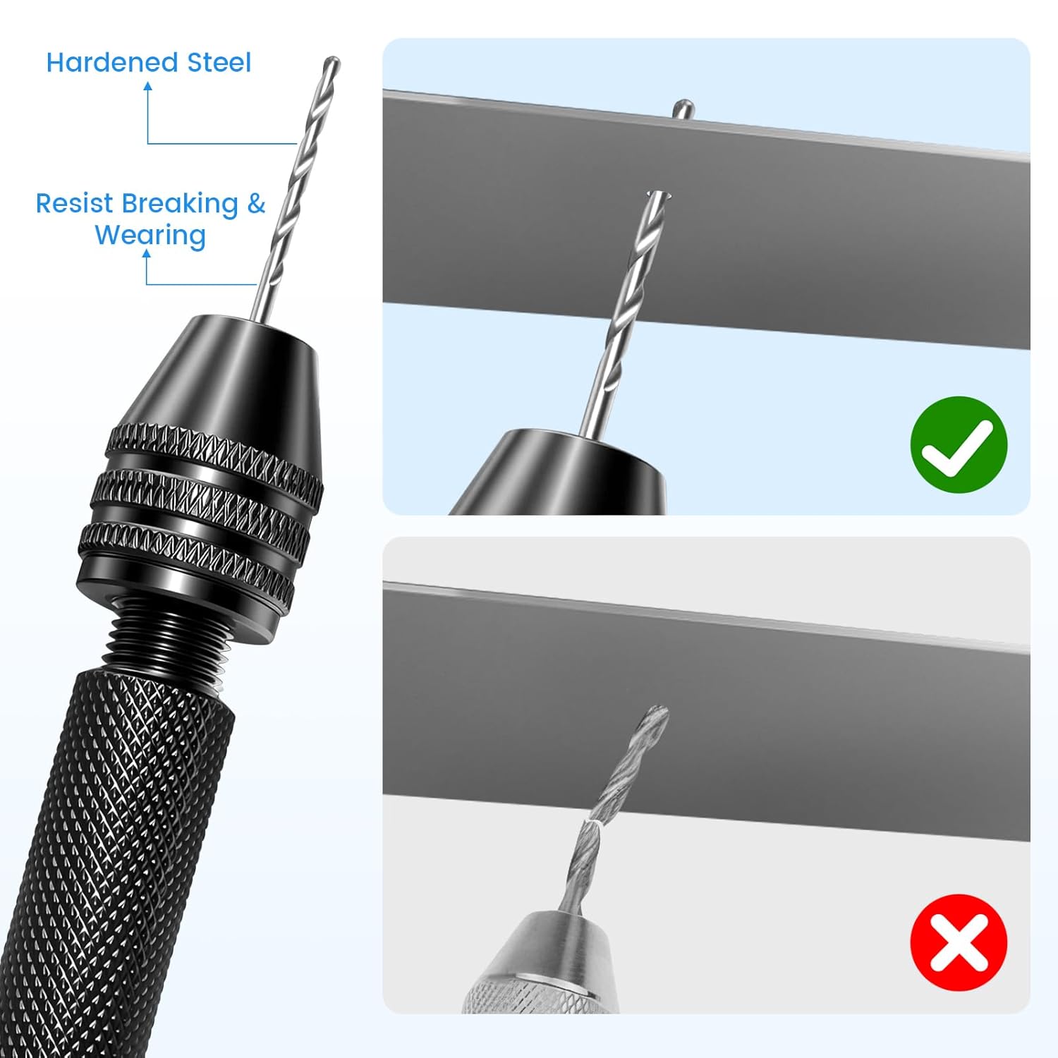Micro Drill Bit Set with 26Pcs HSS & Carbon Steel Micro Drill Bits (0.5-3.2mm), Pin Vise Hand Drill Set for Resin Casting, Jewelry Making, PCB Drilling, Modeling, and Small Craft Holes