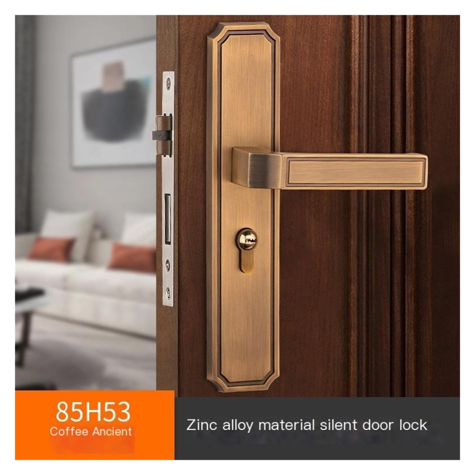 Chinese Style Door Lock Indoor Silent zinc Alloy Bedroom Solid