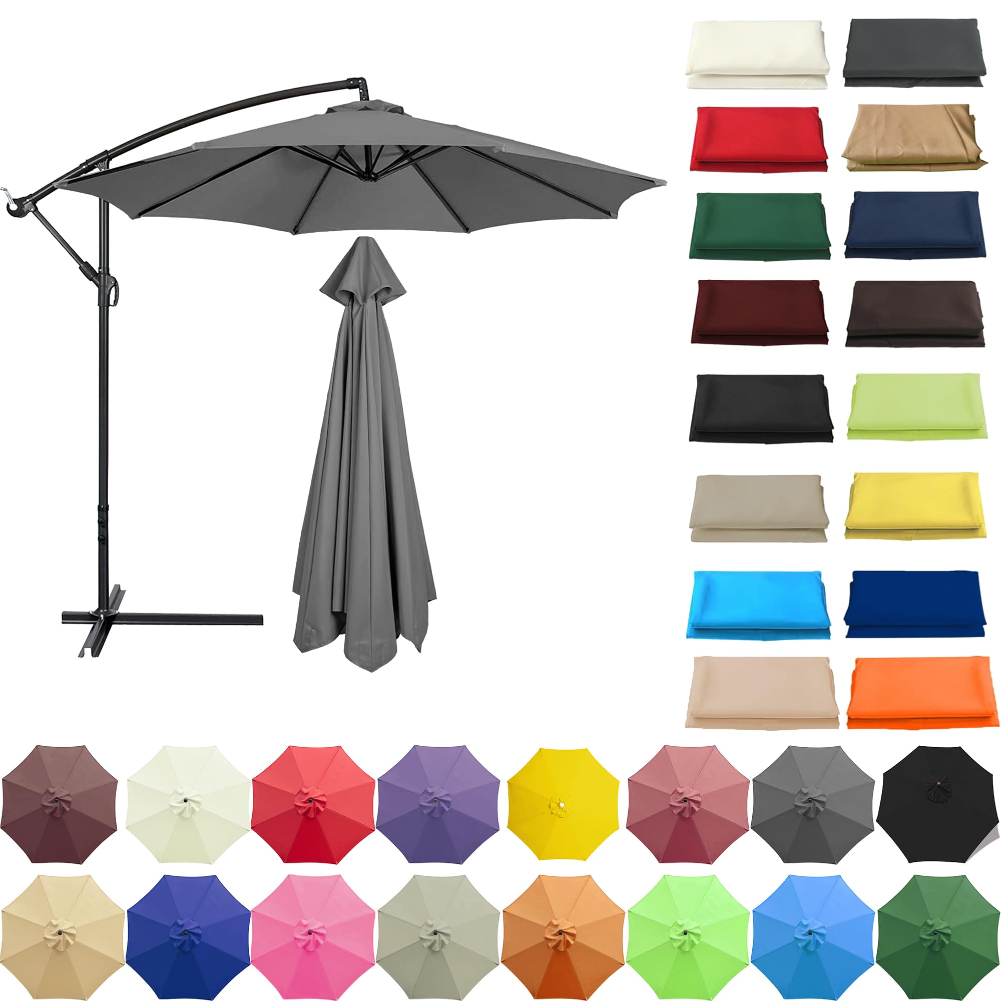 QUIYAEZY Replacement Garden Parasol Canvas 6/8 Ribs Replacement Canopy For Parasol Umbrella Replacement Cloth 2/2.3/2.5/2.7/3/3.50m Replacement Parasol Canopy Waterproof Garden Umbrella Parasol