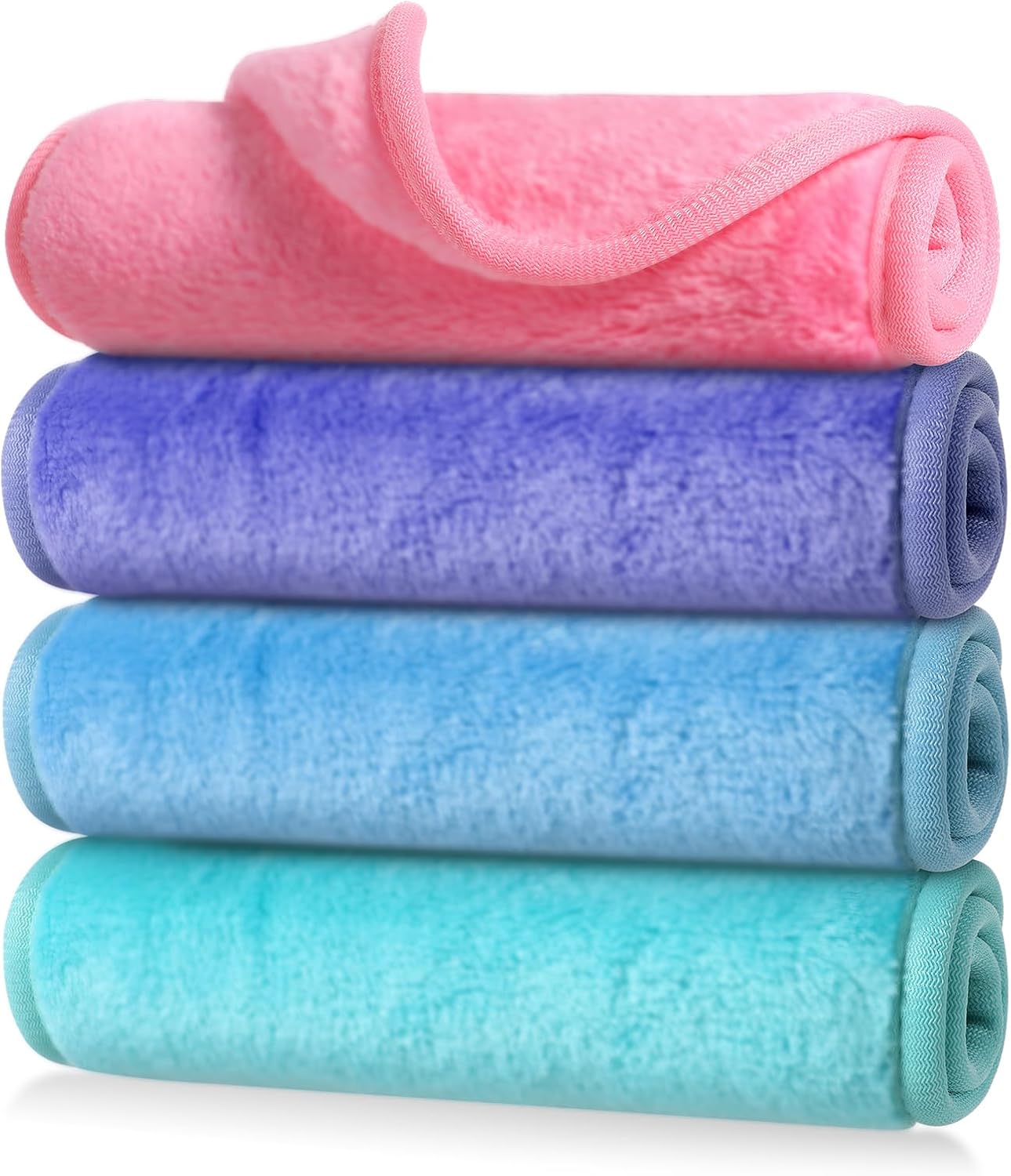 4 stuks microvezel make-updoekjes wasbaar, washandjes gezicht gezichtsreinigingsdoekjes make-up remover doekjes herbruikbare make-up remover doeken make-up gezichtsdoeken (stijl)